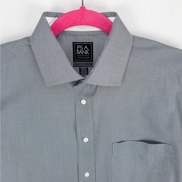 Jos. A. Bank Traveler Shirt Men's 16.5 - 34 Gray Cotton Poly Blend Button-Up - Picture 2 of 13